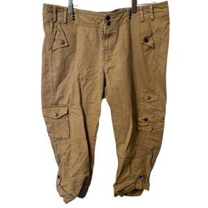 Riders Copper Beige Cargo Capri Cropped Pants Utility Sz 17 M Trousers